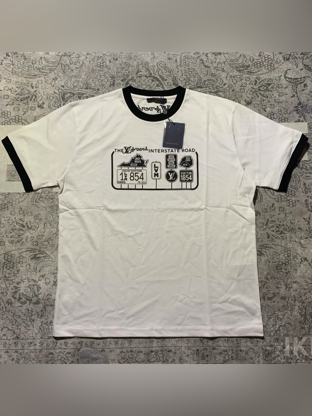 Louis Vuitton White Interstate Road Graphic Ringer T-Shirt